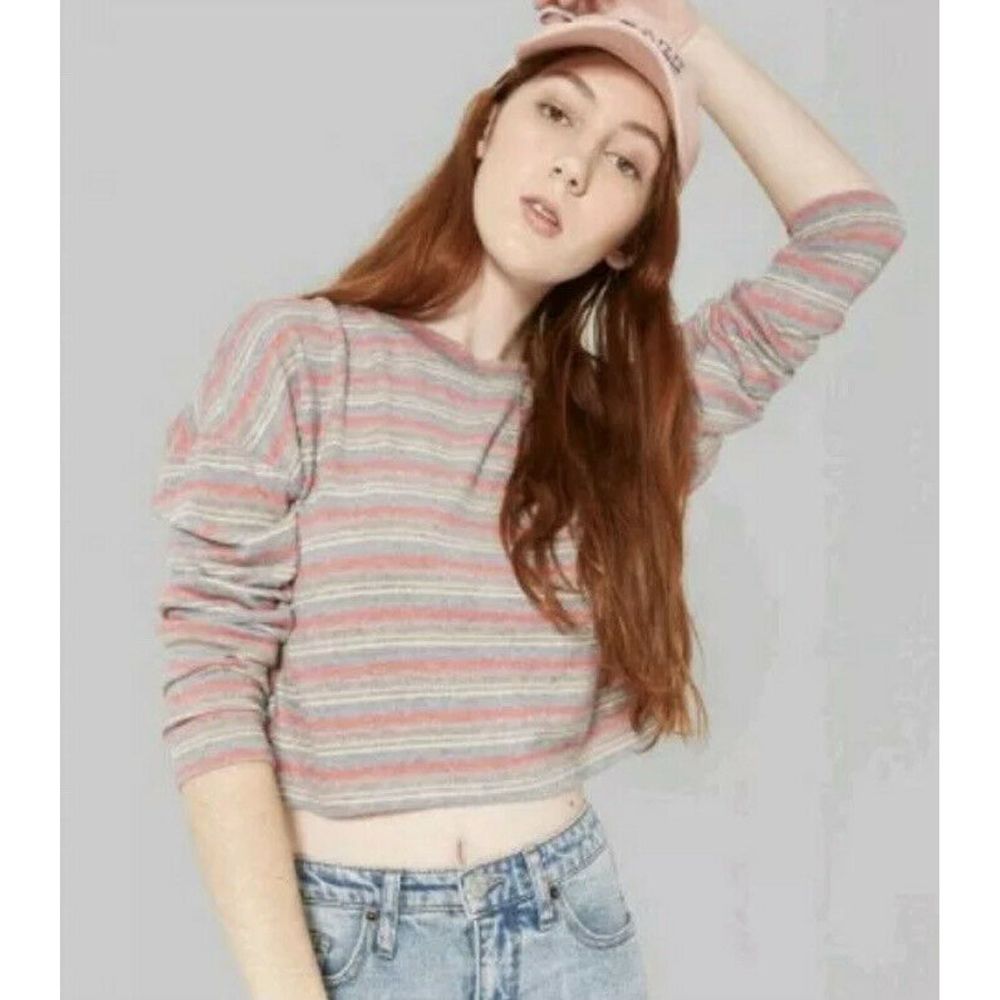 Wild Fable Striped Long Sleeve Crop Top